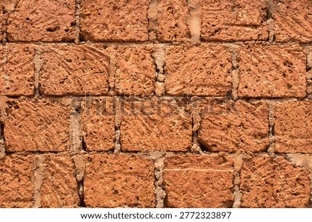 Red Laterite Stone Wall Texture Pattern Background