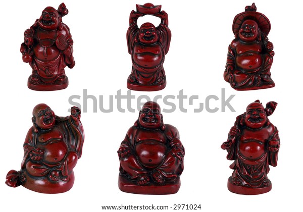 Red Laughing Buddha Budai Hotei Figures Stock Photo (Edit Now) 2971024