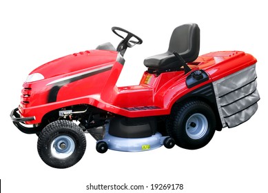 Red Lawn Mower Isolated