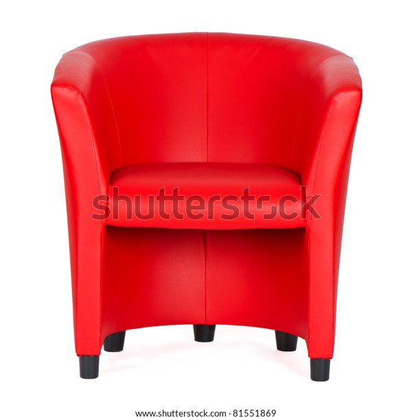 Red Leather Armchair Isolated On White Stock Photo Edit Now 81551869