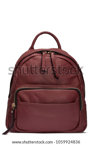 Red leather backpack