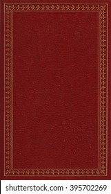 Red leather book cover with golden frame