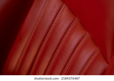 Red Leather Car Seat Stitching Detail