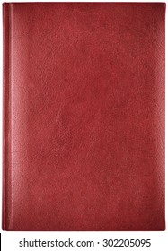 Red leather notebook isolated on white background