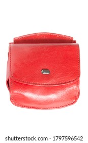 Red Leather Vintage Coin Purse Isolated Over White