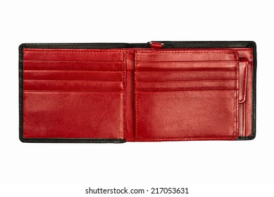 Red Leather Wallet Isolated On White Background