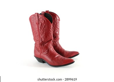 red leather cowboy boots