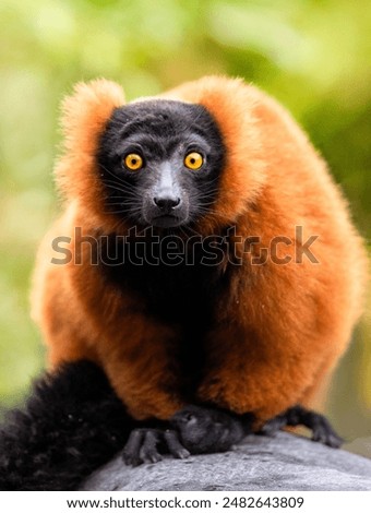 Red lemur looking at the camera