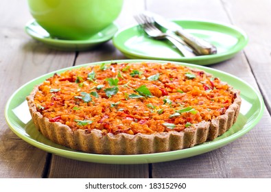 Red Lentil, Bell Paper And Corn Flan