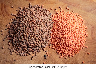 Red Lentil And Other Ingredients For A Vegetarian Lentil Stew.