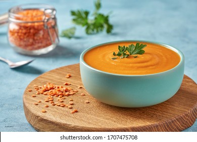 Red lentil soup   . Traditional middle eastern  food