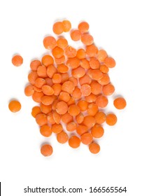 Red Lentils Isolated On White