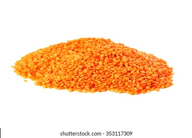 Red Lentils Isolated On A White