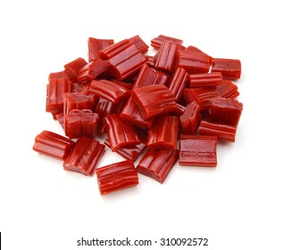 red licorice candies isolated on white 