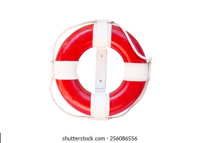 red lifebuoy on white background