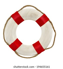 Red Lifesaver Lifebuoy Life Belt Isolated On White Background