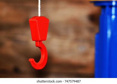 Red lifting crane hook 