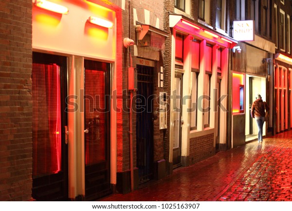 Red Light District Amsterdam Netherlands Night Stock Photo Edit