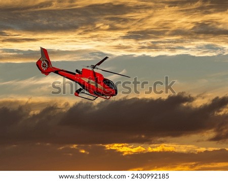 Red light Helicopter taking off
