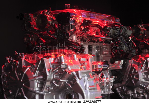 Red light
irradiation Auto engine of
close-up