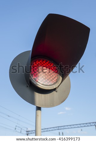 Similar – Red light warning lamp in front of film or sound studio