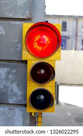 Red Light Of The Traffic Light Indicates That It Is Not Possible To Pass: Stop, Stop, Do Not Go