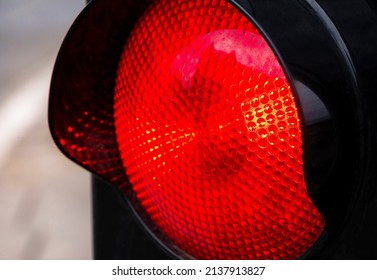 Red light, traffic lights stop signal object macro, detail, extreme closeup, city life, urban area road traffic regulations, law, speeding. Ceasing action, stopping abstract concept, nobody, no people - Shutterstock ID 2137913827