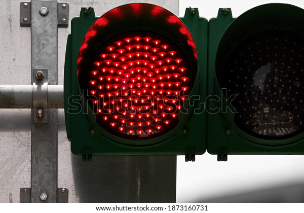 red light of traffic\
signal