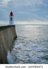 Red Lighthouse In La Chaume, Les Sables-d'olonne, France