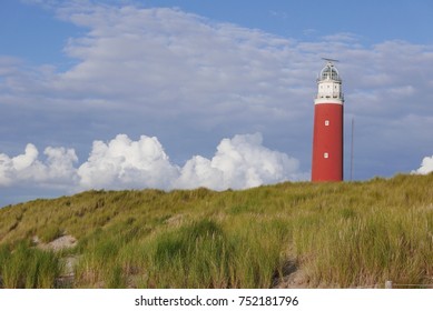 Red lighthouse on the island Texel, The Netherlands