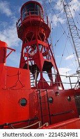 A Red Lighthouse On A Lightvessel Or Lightship