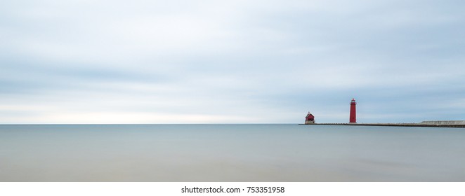 Red Lighthouse On Overcast Day