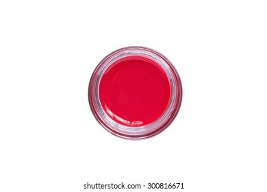 Red Lip Balm In A Jar Isolated Over White