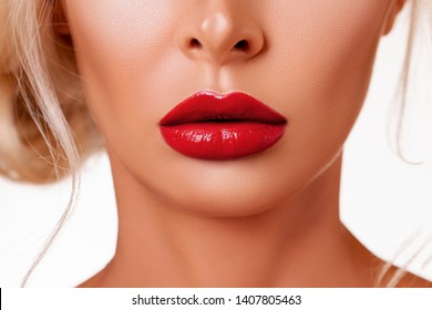 Beautiful Model Girl Lipstick Red Woman Stock Photo 1010831272