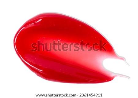 Red lip gloss smear isolated on white. Beauty, make-up sample for your project.