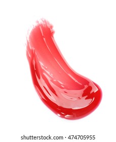 Red Lip Gloss Texture Isolated On White