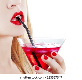 red lips and cocktail