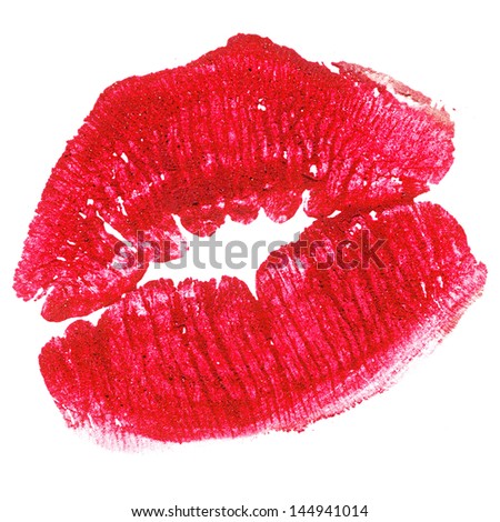 Red lipstick kiss macro