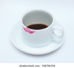 Red Lipstick Mark On A Tea Coffee Cup