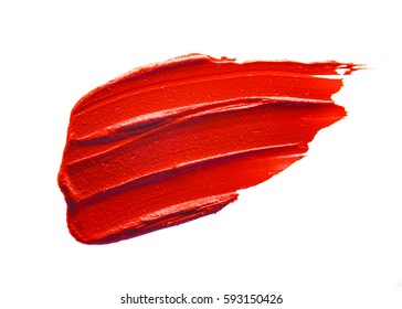 Red Lipstick Smudged On A White Background Texture