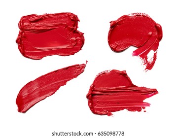 Red Lipstick Texture Isolated On White Background