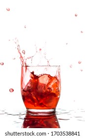 Red Liquid Spash With White Background