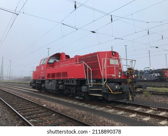 A Red Locomotive From The Voith Company