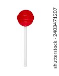 Red lollipop isolated on a white background. Candy sucker on stick.