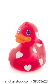 Red Love Rubber Duck With Hearts On Its Body