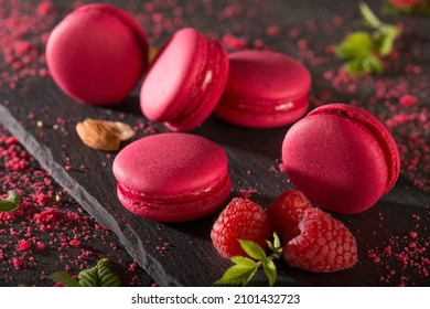 Red Macaroons With Raspberry Filling