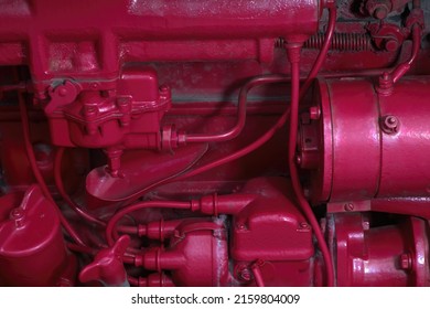 red machine motor engine painted tractor industrial background technology antique old mechanic model - Powered by Shutterstock