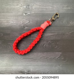 Red Macrame Key Chain Hand Made