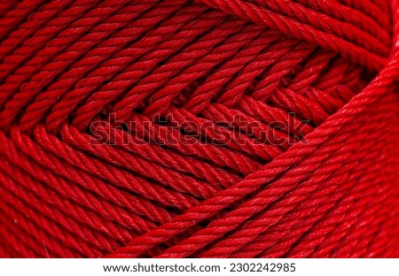 Red macro rope background,Climbing rope. Colorful climbing rope. 