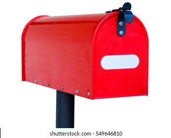 Red Mailbox Isolated On White Background.